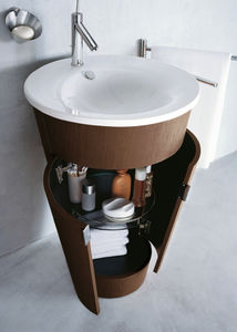 mueble de lavabo de pie / de madera / contemporáneo / con estantería integrada