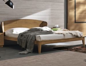 cama de matrimonio / moderna / con cabecero / de fresno