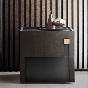 mesilla de noche contemporánea / de madera lacada / rectangular / con cajón