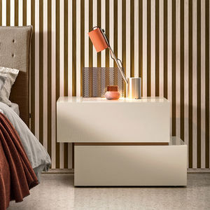 mesilla de noche contemporánea / de madera lacada / rectangular / con cajón