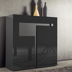 aparador alto / contemporáneo / de madera lacada / marrón
