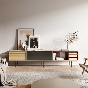 mueble de televisión contemporáneo / de madera lacada / de roble / de nogal