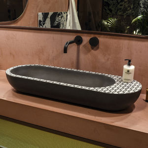 lavabo sobre encimera / ovalado / de hormigón / contemporáneo
