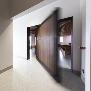 puerta de interior / pivotante con eje descentrado / de nogal / de acero