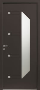 puerta de entrada / abatible / de aluminio / semividriada