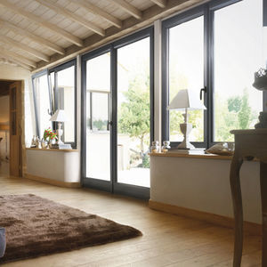 puerta-ventana abatible / de PVC / con vidrio doble