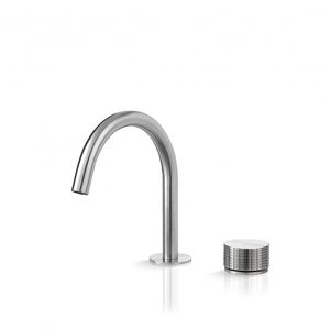 grifo monomando para lavabo / de acero / de baño / con 2 orificios