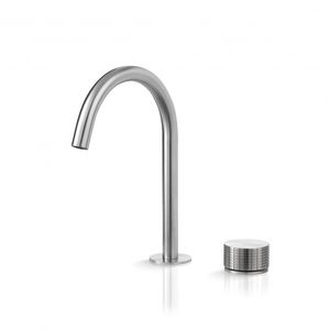 grifo monomando para lavabo / de acero / de baño / con 2 orificios