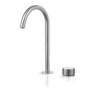 grifo monomando para lavabo / de acero / de baño / con 2 orificios