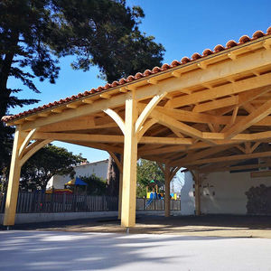 estructura de tejado de madera de roble