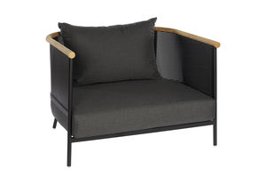 sillón contemporáneo / de tejido / de teca / de metal