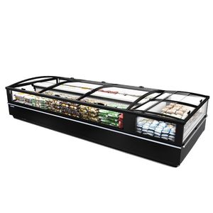 vitrina refrigerada de isla / con luz / para alimentos congelados / para comercio