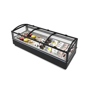 vitrina refrigerada de isla / con luz / para alimentos congelados / para comercio