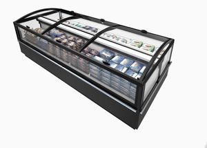 vitrina refrigerada de isla / con luz / para alimentos congelados / para comercio