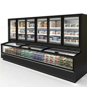vitrina refrigerada de estantes / de isla / con luz / para helados
