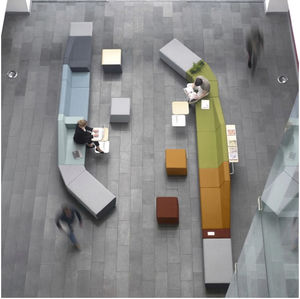 banqueta modular / contemporánea / de tejido / para edificio público