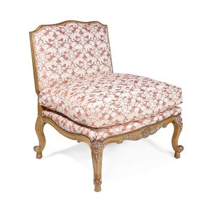 sillón bajo de estilo francés / de tejido / de cuero / de roble