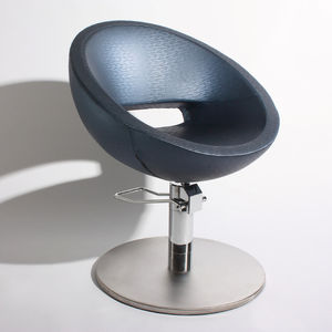 sillón de peluquería de tejido / aluminio / giratorio / con bomba hidráulica