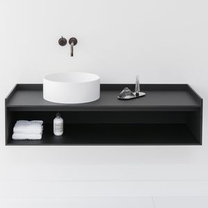 mueble de lavabo suspendido / de material compuesto / contemporáneo / con estantería integrada