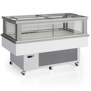 vitrina refrigerada de isla / con luz / con ruedas / para alimentos congelados