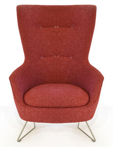 sillón contemporáneo / de madera / de tejido / de acero