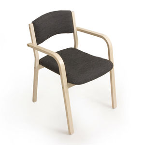 silla contemporánea / tapizada / con reposabrazos / apilable