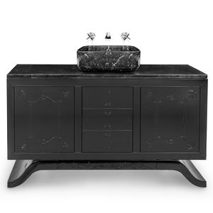 mueble de lavabo de pie / de madera lacada / de mármol / contemporáneo