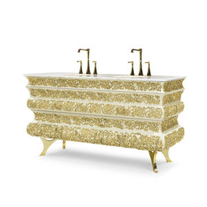 mueble de lavabo doble / de pie / de latón / de mármol