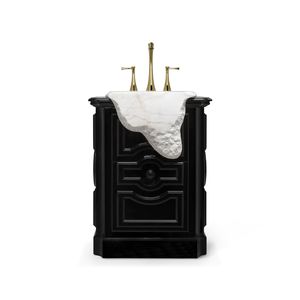 mueble de lavabo de pie / de madera lacada / contemporáneo / con cajones