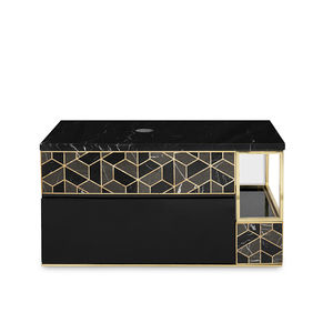 mueble de baño contemporáneo / de madera lacada / de latón pulido / de pared