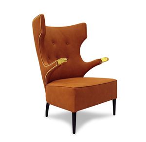 sillón contemporáneo / de latón / de tejido / de cuero artificial