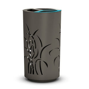 cubo de basura público / de acero galvanizado / de chapa de acero / para espacio público