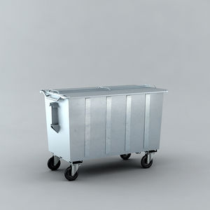 contenedor de basura / de chapa de acero / de hormigón / con ruedas