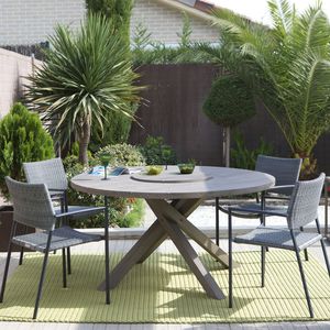 mesa moderna / de teca / redonda / de jardín