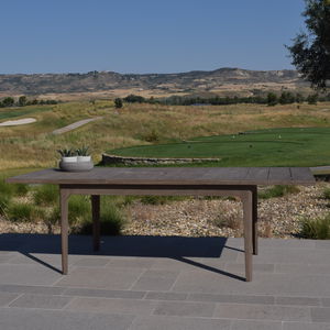 mesa moderna / de teca / rectangular / de jardín