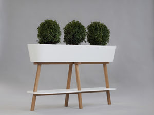 jardinera de roble / rectangular / contemporánea / para espacio público