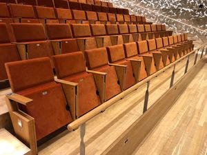 butaca de auditorio moderno / de tejido / de contrachapado / plegable