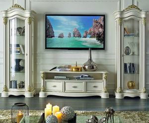 mueble TV de estilo / de madera maciza / de vidrio