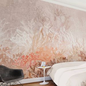 papel pintado contemporáneo / de fibra de celulosa / de fibras naturales / de flores