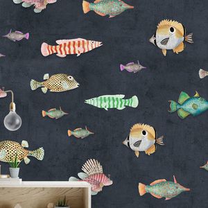 papel pintado contemporáneo / de fibra de celulosa / de fibras naturales / con motivos animales