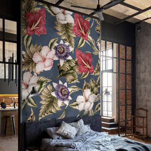 papel pintado moderno / de fibras naturales / de fibra de celulosa / de flores