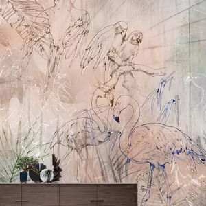 papel pintado moderno / de fibras naturales / de fibra de celulosa / con motivos animales