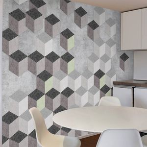 papel pintado contemporáneo / de fibra de celulosa / de fibras naturales / con motivos geométricos