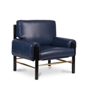 sillón contemporáneo / de tejido / de cuero / de madera