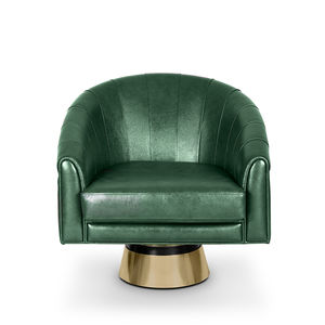 sillón contemporáneo / de tejido / de cuero / de latón pulido