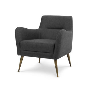 sillón contemporáneo / de tejido / de cuero / de latón pulido