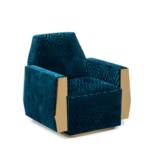 sillón contemporáneo / de terciopelo / de latón pulido / club