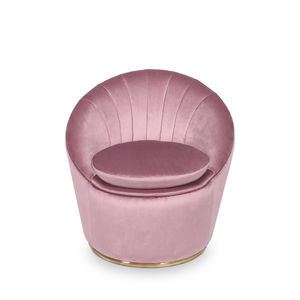 sillón contemporáneo / de terciopelo / de latón pulido / rosa