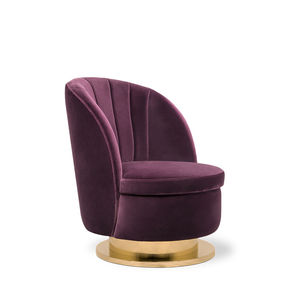 sillón bajo contemporáneo / de terciopelo / de algodón / de latón