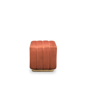 puf contemporáneo / de madera / de terciopelo / naranja